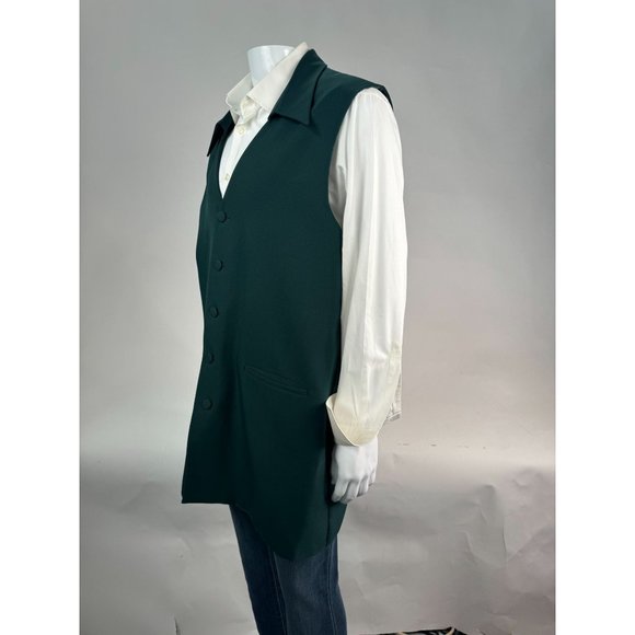 Giorgio B Tunic Vest With Collar Size 48 Green Polyester Fabric Covered Buttons - Picture 16 of 16
